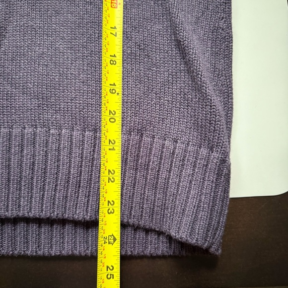 Lauren Ralph Lauren Shawl Collar Toggle Sweater Women’s M Purple Cotton Knit - Picture 6 of 7